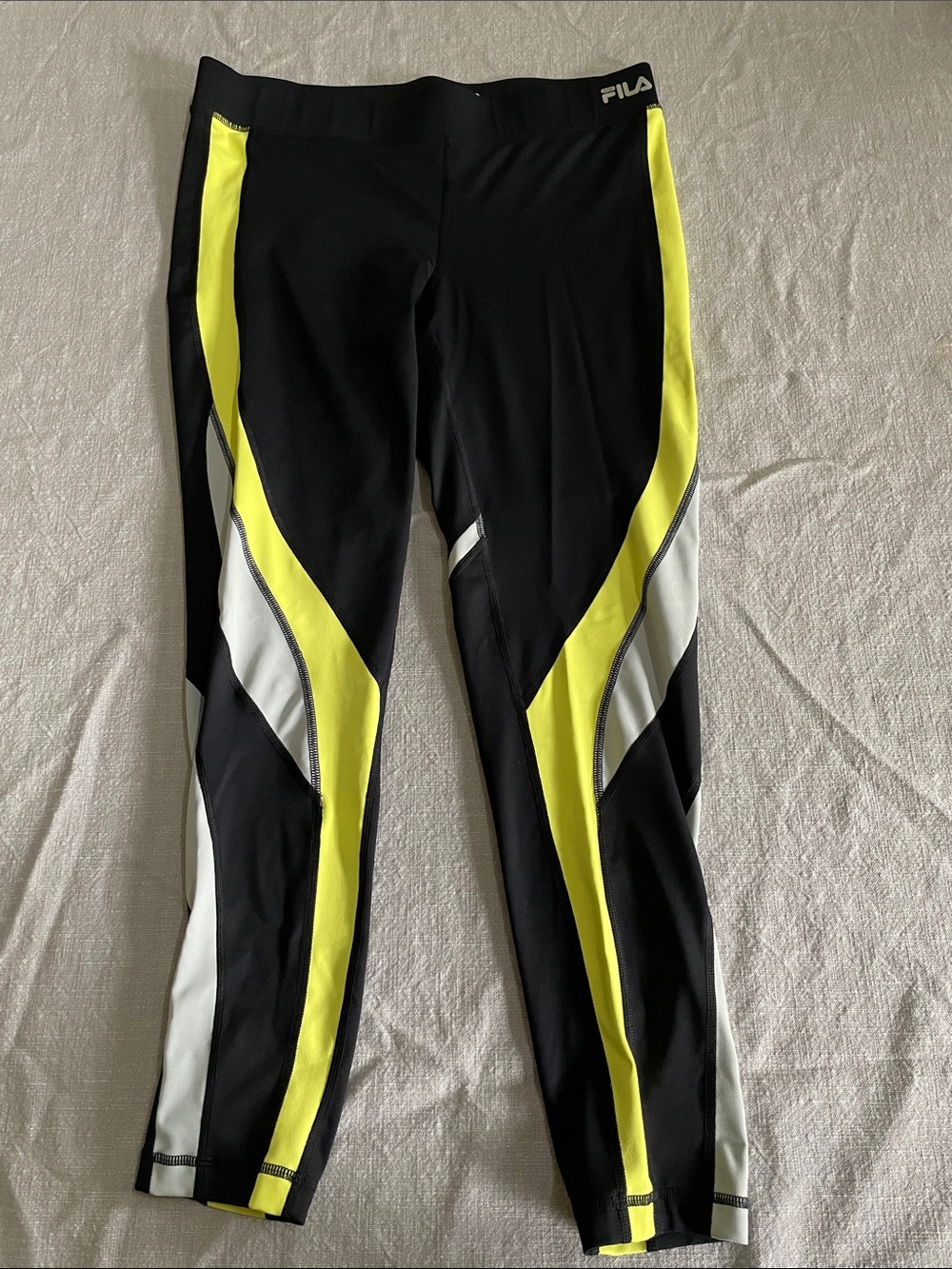 Fila Women’s Black, Neon Yellow & White Athletic leggings
